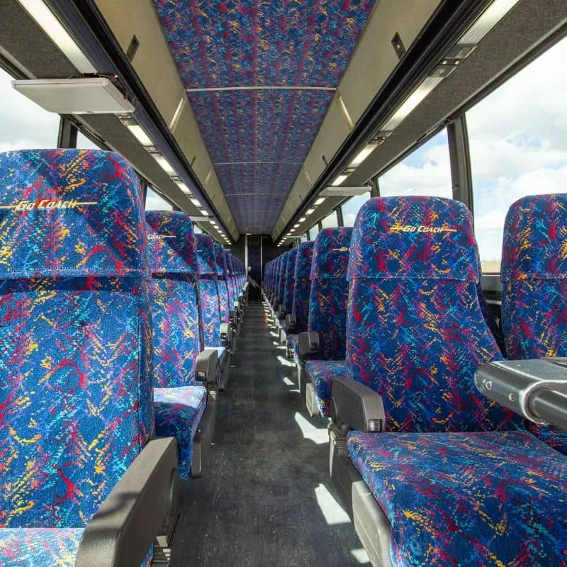 Modern coach interior aisle