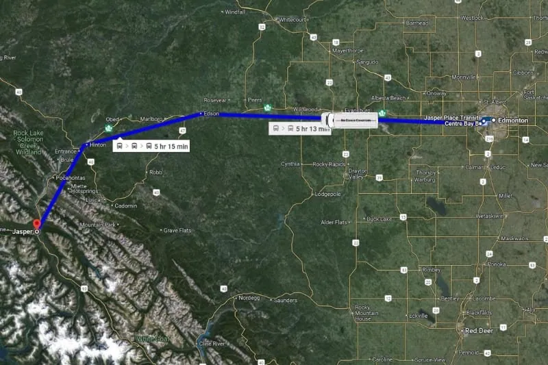 Edmonton to Jasper destination