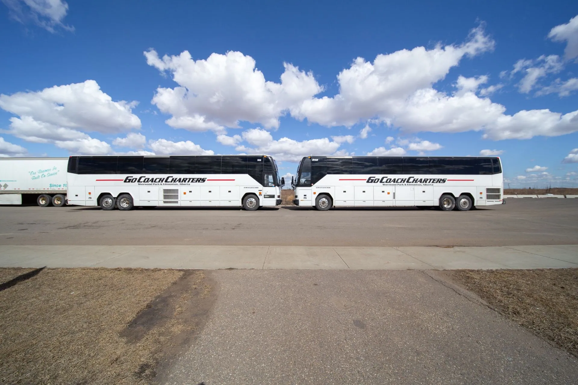 Two Go Coach Charters buses ready for service